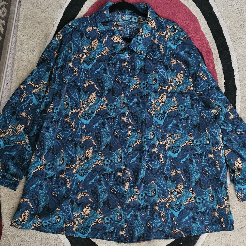 SHEIN Curve Paisley and Cheetah Blouse